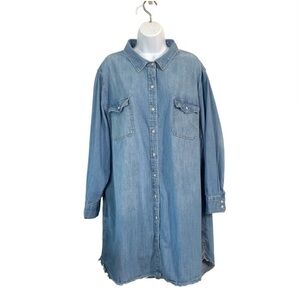 UNIVERSAL THREADS Chambray Long Sleeve Button Down Midi Shirt Dress Sz 3X